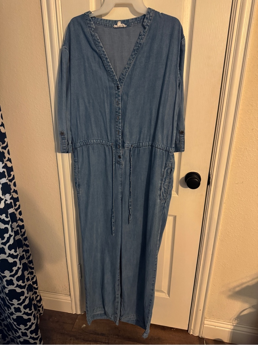 Light Blue Denim Jumpsuit - Casual Utility Romper